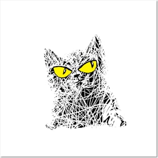 Yellow eye cat Posters and Art